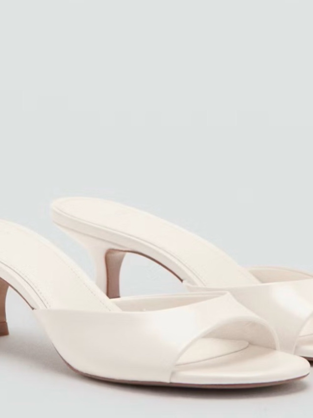 Women’s White MANGO Open-Toe Heeled Kitten Heel
